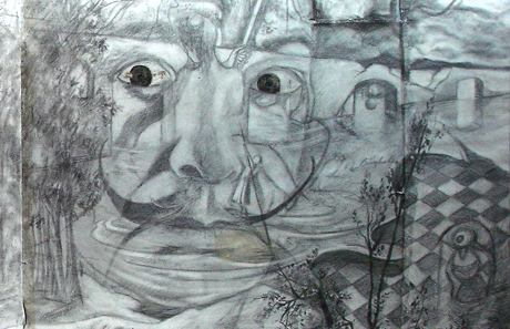 le Jardin de Salvador Dali - Etude Collage Calques - 65 X 54